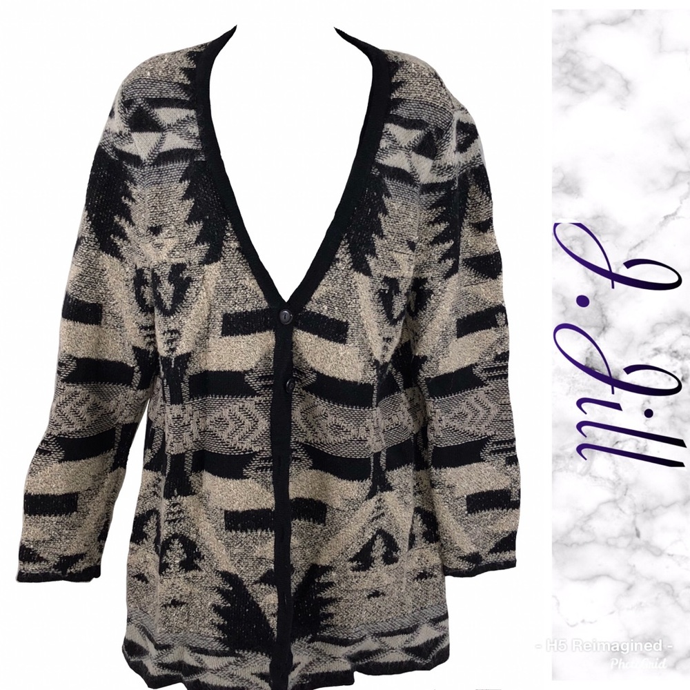 Aztec print oversized cardigan